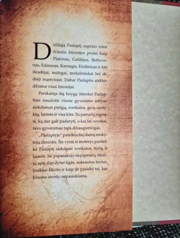 Paslaptis. The Secret - Rhonda Byrne, knyga 6