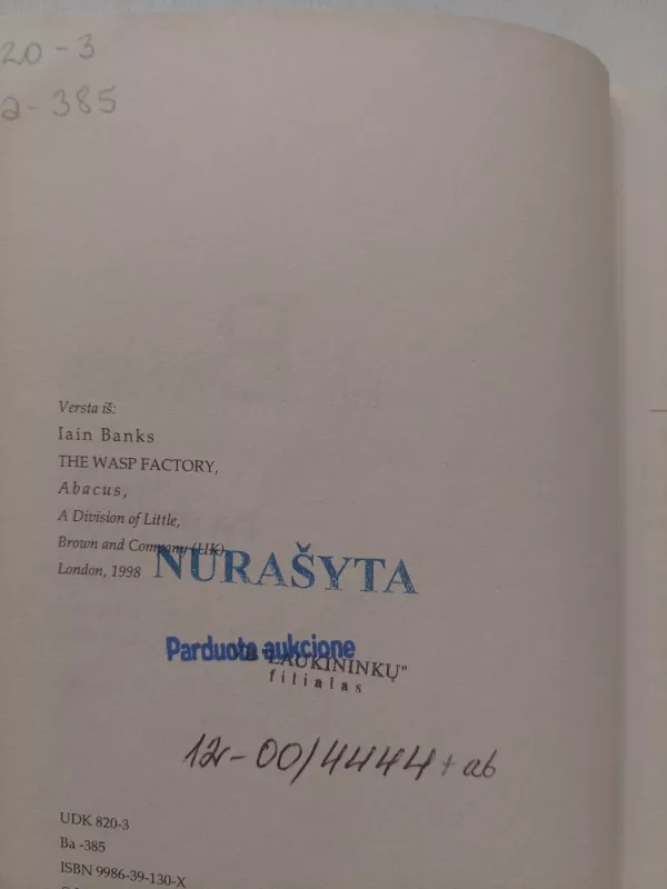 Širšių fabrikas - Iain Banks, knyga 3