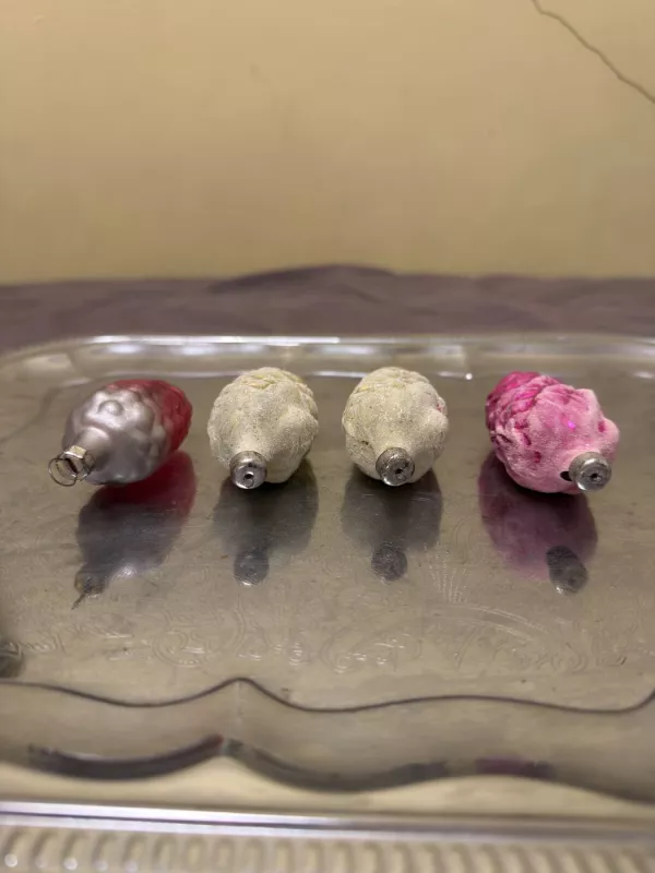 Vintage stikliniai eglutės žaisliukai – kankorėžiai (4 vnt.) - , namai ir interjeras 6