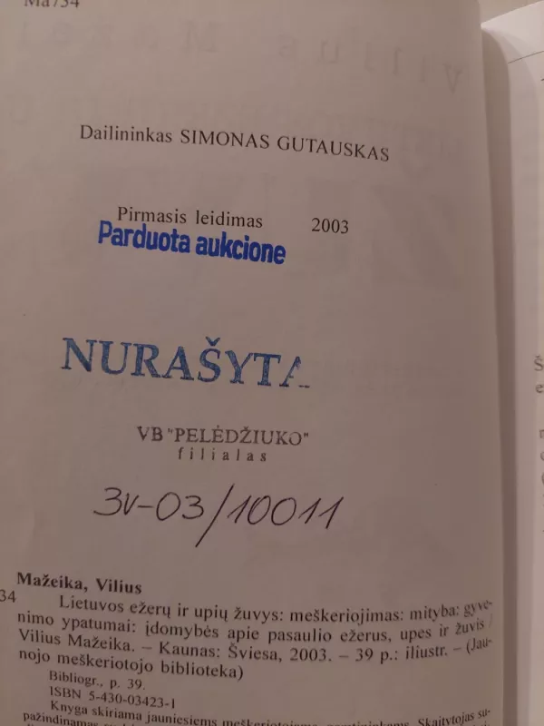 Lietuvos ežerų ir upių žuvys - Vilius Mažeika, knyga 3