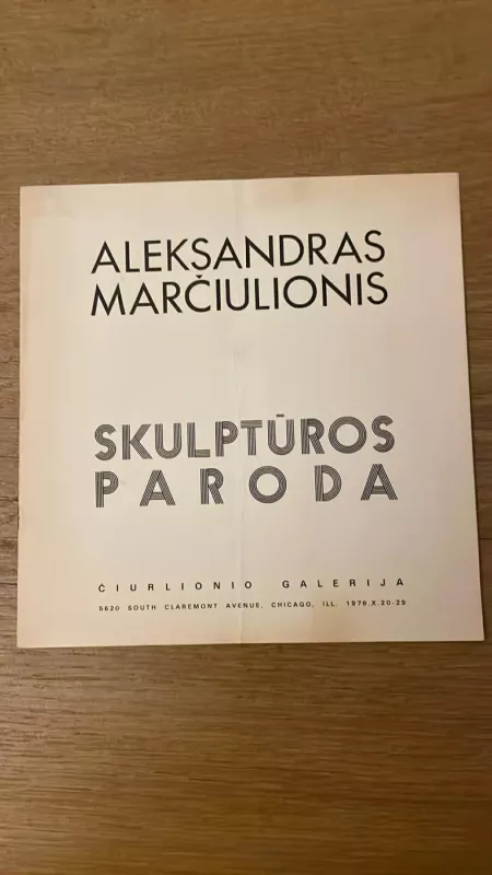 Skulptūros paroda - Aleksandras Marčiulionis, knyga 2