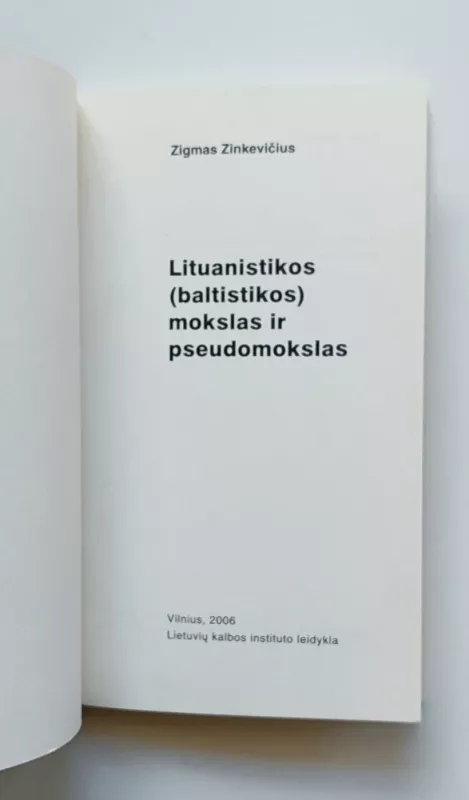 Lituanistikos mokslas ir pseudomokslas - Zigmas Zinkevičius, knyga 5