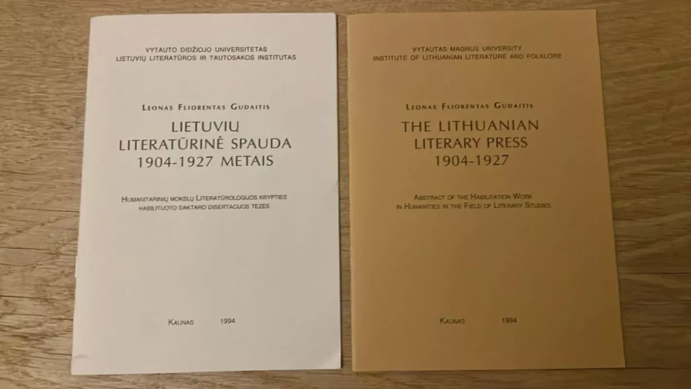 Lietuvių literatūrinė spauda 1904-1927 metais - Leonas Gudaitis, knyga 2