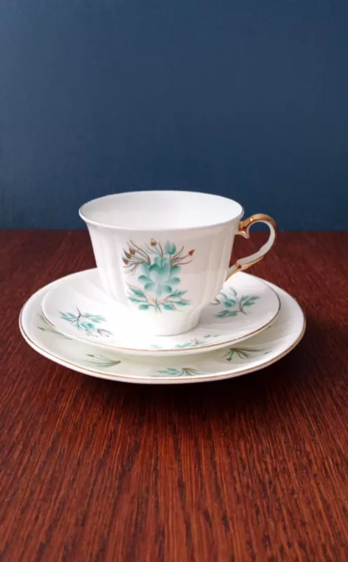 Puodelis (150ml) su lėkštute ir desertine lėkštute, Jiesia - , namai ir interjeras 2