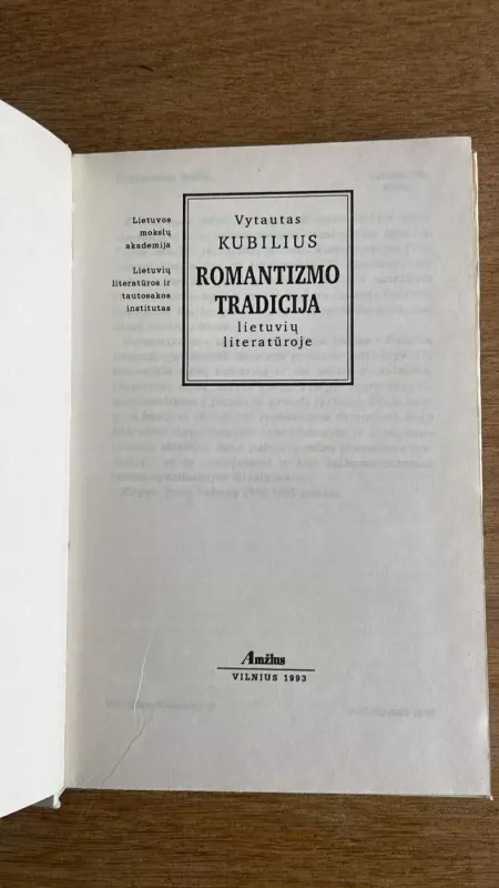 Romantizmo tradicija lietuvių literatūroje - Vytautas Kubilius, knyga 3