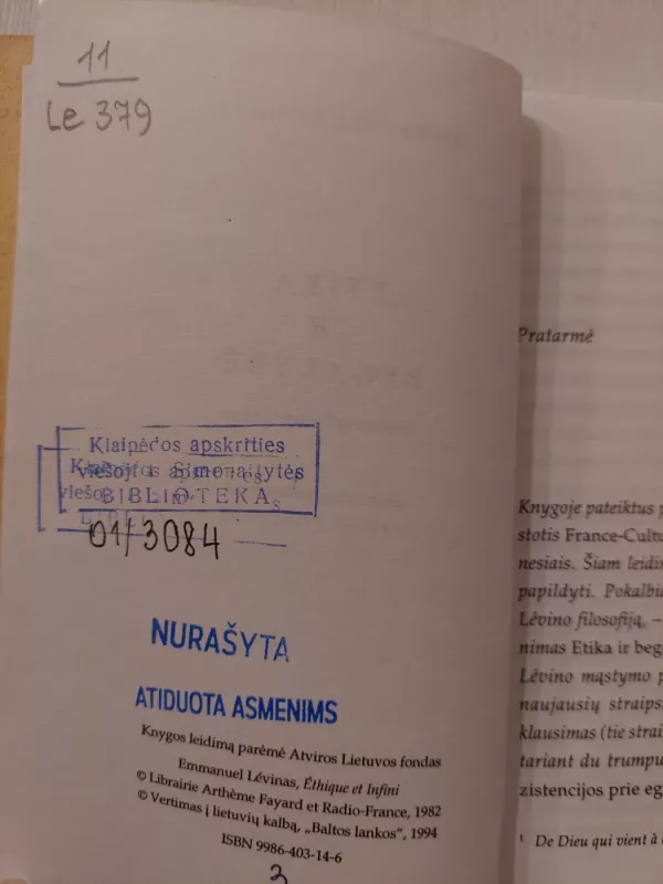 Etika ir begalybė - Emmanuelis Levinas, knyga 3