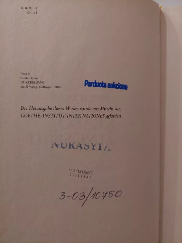 Krabo žingsniu - Gunter Grass, knyga 3