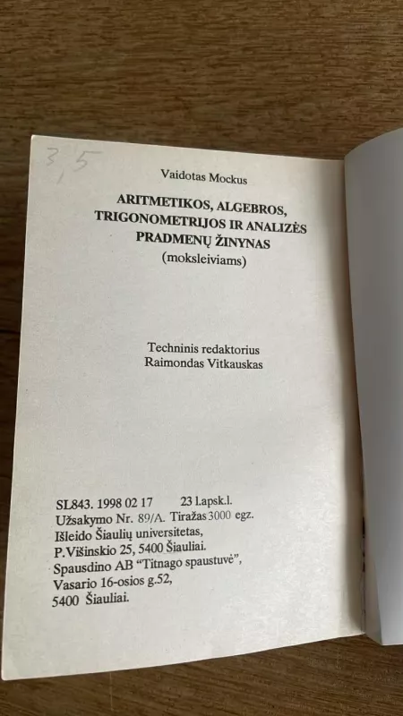 Aritmetikos, algebros, trigonometrijos ir analizės pradmenų žinynas - Vaidotas Mockus, knyga 6