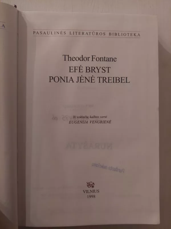 Efė Bryst. Ponia Jėnė Treibel - Theodor Fontane, knyga 5