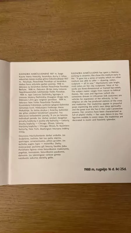 Keramikos dailės paroda - Eleonora Marčiulionienė, knyga 3
