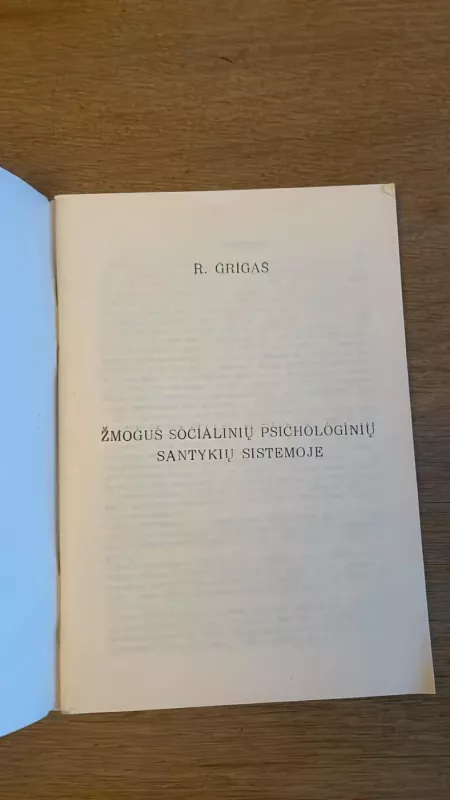 Žmogus socialinių psichologinių santykių sistemoje - R. Grigas, knyga 4