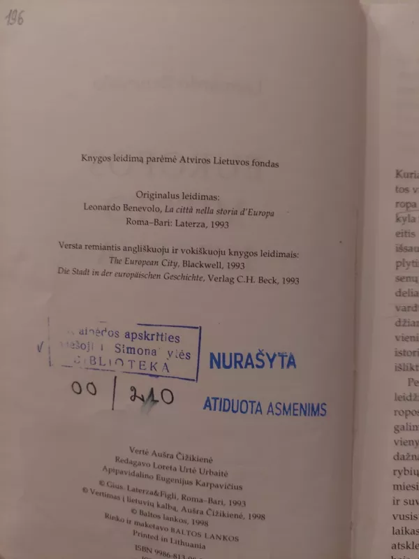 Europos miesto istorija - Leonardo Benevolo, knyga 3