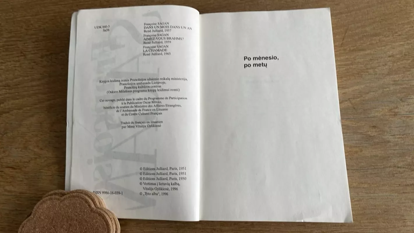 Po mėnesio, po metų. Ar mėgstate Bramsą? Kapituliacijos signalas - Francoise Sagan, knyga 3