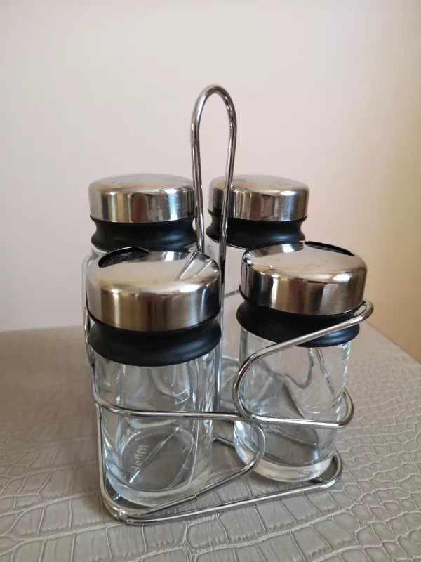 4 dalių stiklinių indelių rinkinys prieskoniams - , namai ir interjeras 3