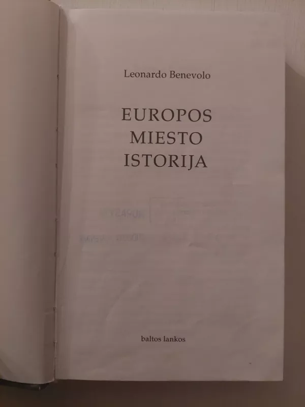 Europos miesto istorija - Leonardo Benevolo, knyga 2