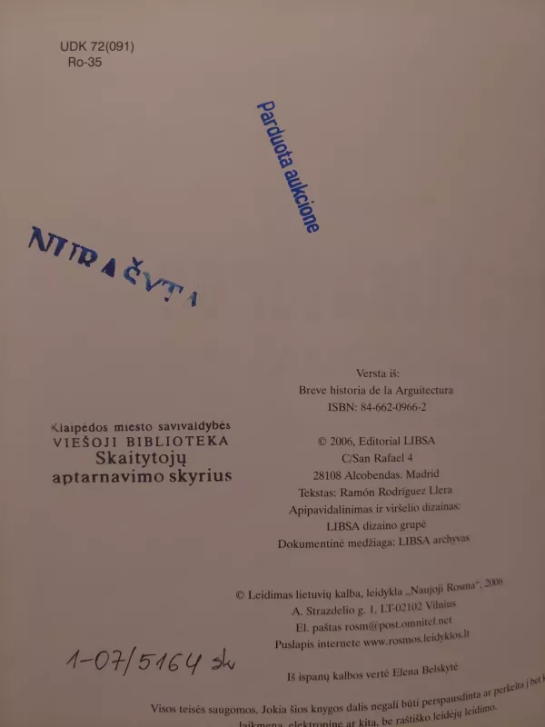 Trumpa architektūros istorija - Ramon Rodriguez Llera, knyga 3