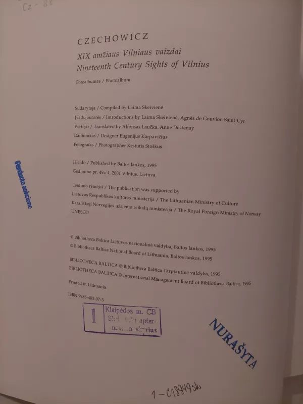 Czechowicz. XIX amžiaus Vilniaus vaizdai. Nineteenth Century Sights of Vilnius - Laima Skeivienė, knyga 3