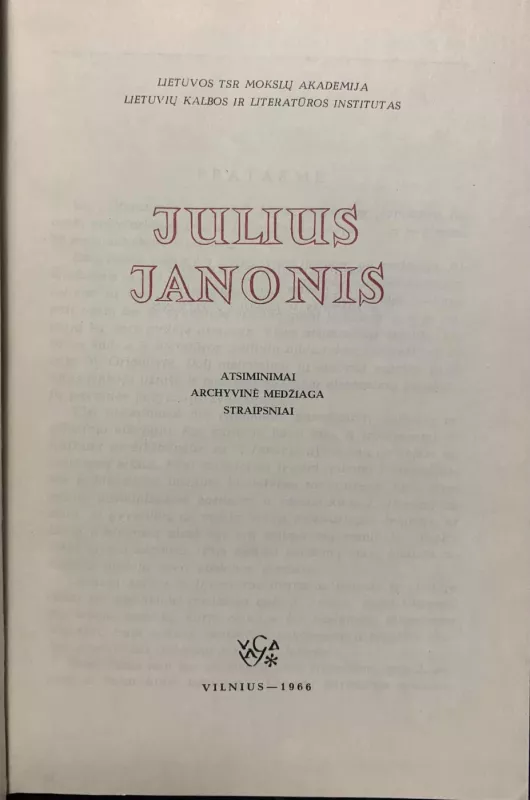 Julius Janonis - K. Korsakas, knyga 3