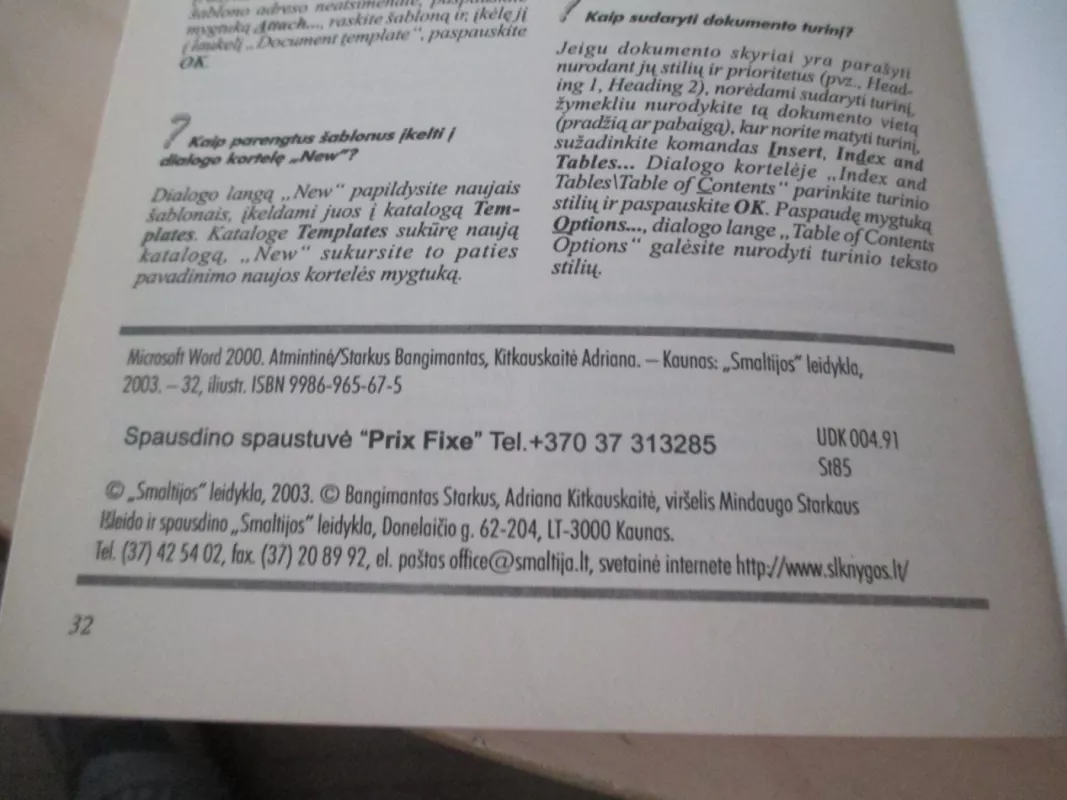 Microsoft Word 2000. Atmintinė - Autorių Kolektyvas, knyga 5