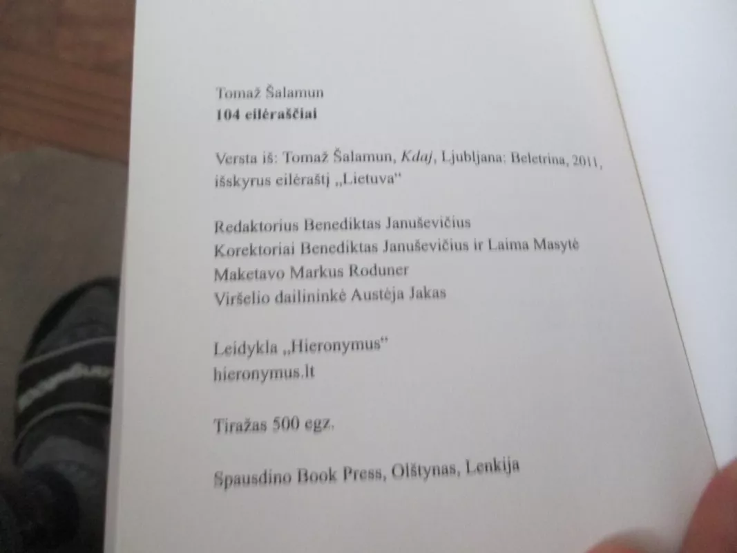 104 eilėraščiai - Tomaž Šalamun, knyga 5