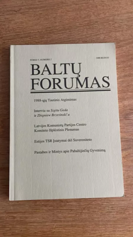 Baltų forumas Tomas 5. Numeris 2. 1988 - Autorių kolektyvas (įvairūs), knyga 2