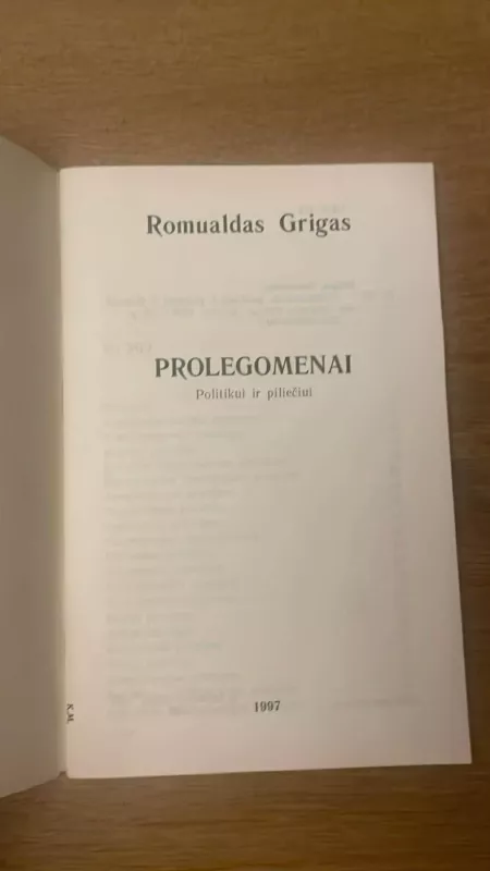Prolegomenai politikui ir piliečiui - Romualdas Grigas, knyga 3