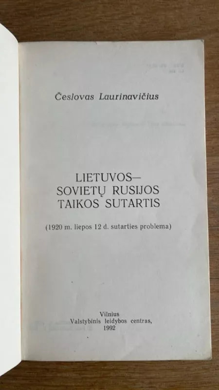 Lietuvos-Sovietų Rusijos Taikos sutartis - Česlovas Laurinavičius, knyga 3
