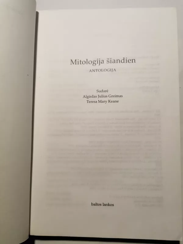 Mitologija šiandien. Antologija - Algirdas Julius Greimas ir kt., Claude Levi-Strauss, rene girard, Jean-Pierre Vernant, mary douglas, claude calame, Paul Ricoeur, knyga 3