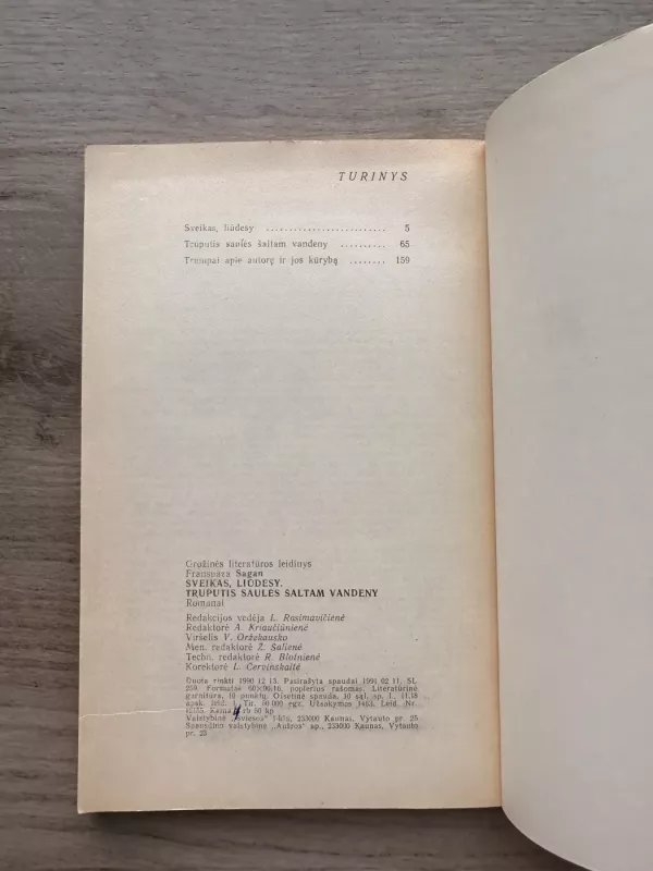 Sveikas, liūdesy. Truputis saulės šaltam vandeny - Fransuaza Sagan, knyga 6