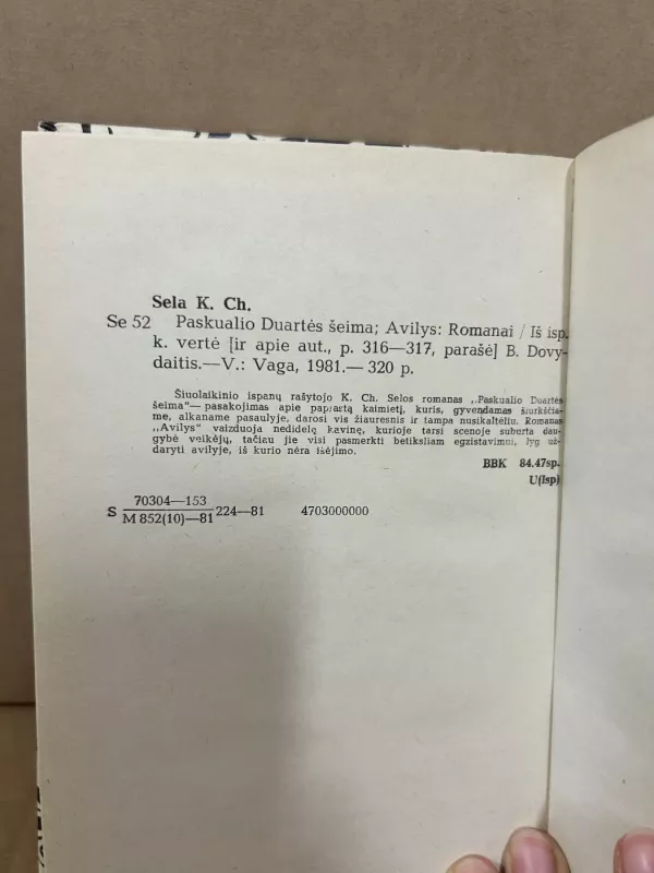 Paskualio Duartės šeima. Avilys - Kamilas Chose Sela, knyga 5