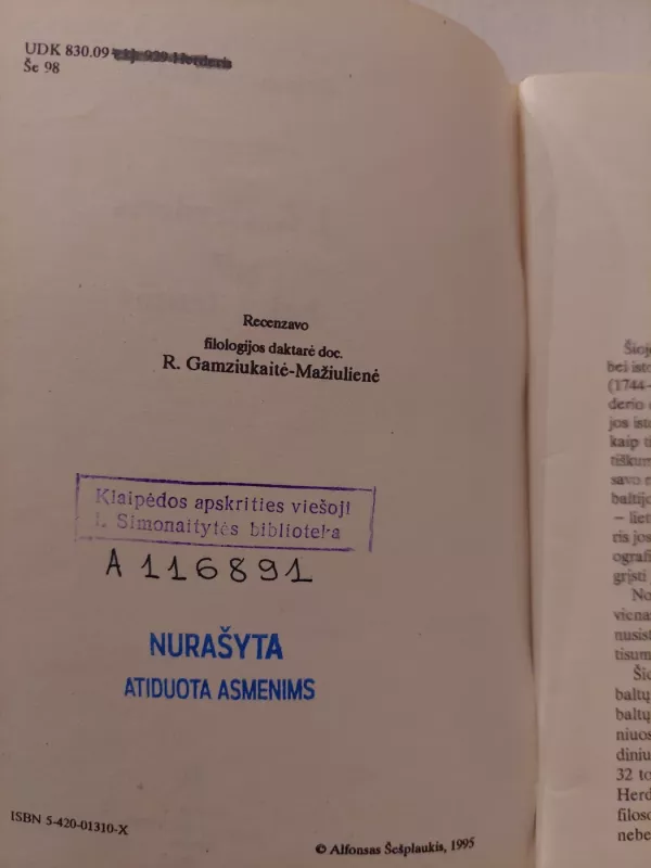 J.G.Herderis ir baltų tautos - Alfonsas Šešplaukis, knyga 3