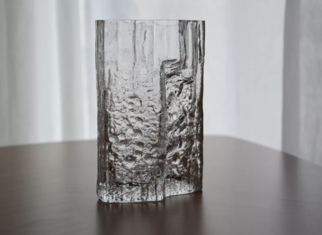 Vintage Iittala Finland Tapio Wirkkala krištolo vaza Pinus su parašu - , namai ir interjeras 4