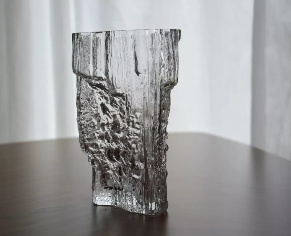 Vintage Iittala Finland Tapio Wirkkala krištolo vaza Pinus su parašu - , namai ir interjeras 2