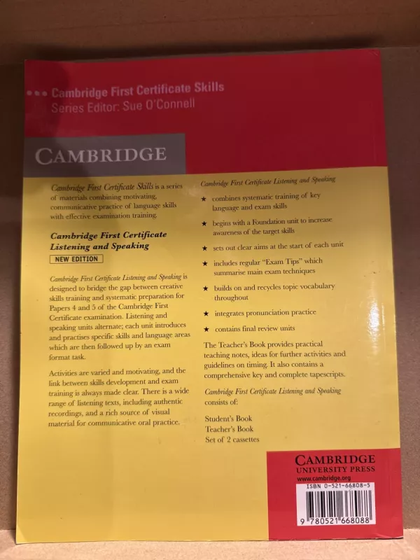 Cambridge first certificate listening and speaking - Sue O'Conell and Louise Hashemi, knyga 4