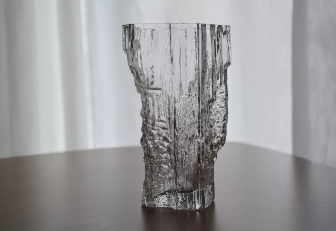 Vintage Iittala Finland Tapio Wirkkala krištolo vaza Pinus su parašu - , namai ir interjeras 3