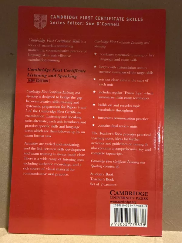 Cambridge first certificate listening and speaking. Teacher's book - Sue O'Conell and Louise Hashemi, knyga 4
