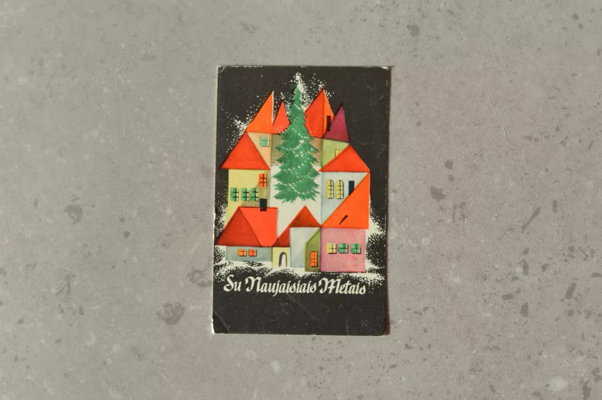 Vintage šventinis atvirukas grafika - , namai ir interjeras 2