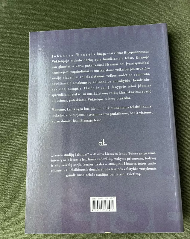 Baudžiamoji teisė. Bendroji dalis - Johannes Wessels, knyga 3