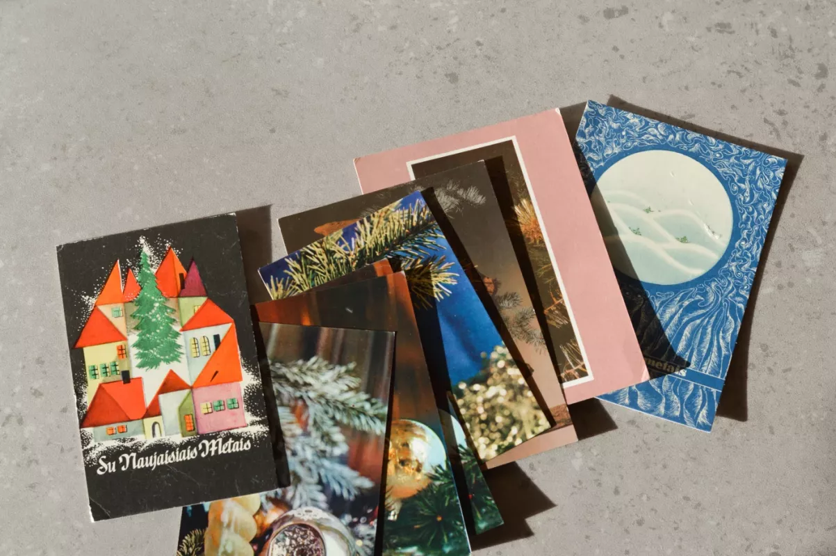 Vintage šventinis atvirukas grafika - , namai ir interjeras 3