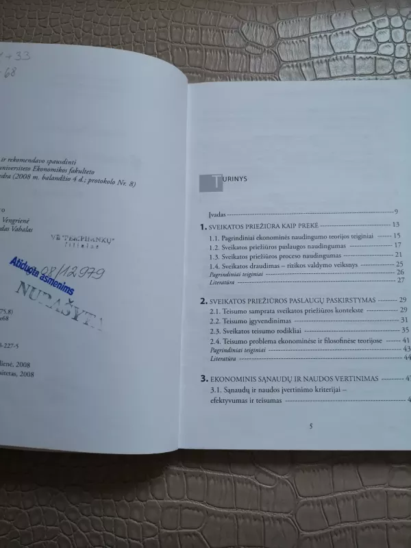 Sveikatos priežiūros ekonominių teorijų apžvalga - Jolanta Žemgulienė, knyga 5