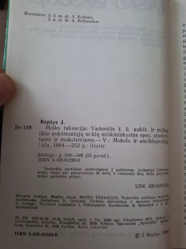 Miško taksacija - J. Repšys, knyga 4
