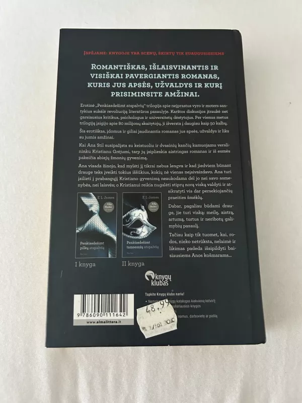 Penkiasdešimt išlaisvintų atspalvių - James E L, knyga 3