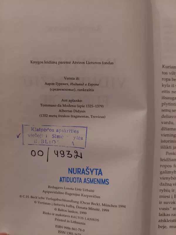 Individas viduramžių Europoje - Aronas Gurevičius, knyga 3