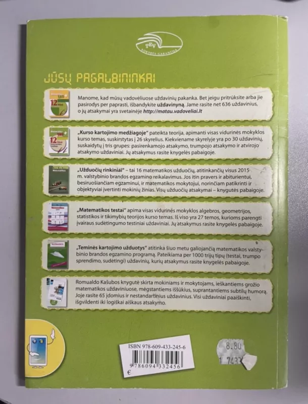 Matematika tau 12 klasė savarankiški kontroliniai darbai - Valdas Vanagas, knyga 3