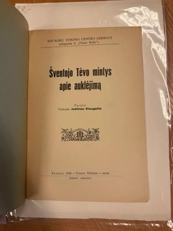 Šventojo Tėvo mintys apie auklėjimą - Justinas Staugaitis, knyga 3