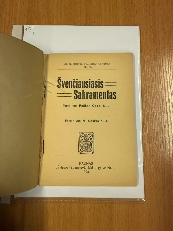 Švenčiausiasis Sakramentas - Kun. dek. V. Šeškevičius, knyga 3