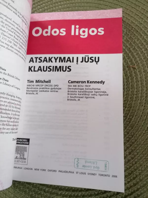 Odos ligos: atsakymai į Jūsų klausimus - Tim Mitchell, Cameron  Kennedy, knyga 4
