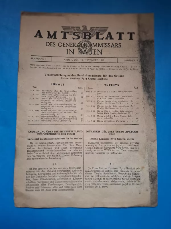 Amtsblat. Des generalkommissars in Kauen, 1941 m. Nr.3 - Autorių kolektyvas (įvairūs), knyga 2