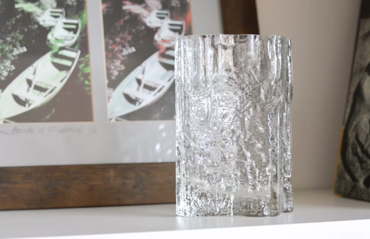 Vintage Iittala Finland autorinė Tapio Wirkkala krištolo vaza Pinus - , namai ir interjeras 3