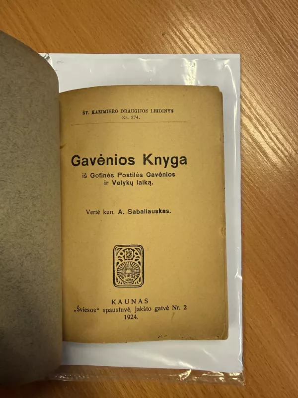 Gavėnios knyga - A. Sabaliauskas, knyga 3